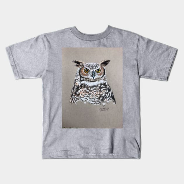 Great Horned Owl Kids T-Shirt by Bill Cameron Fine Art